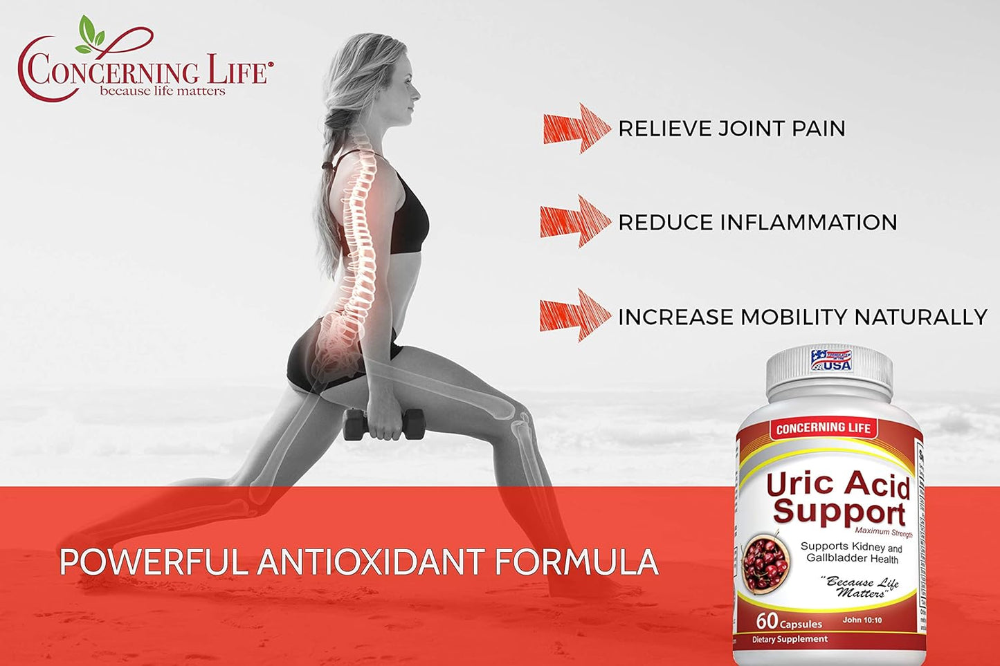 Uric Acid Support & Kidney Function Control with Herbal Cleanse for Gout Inflammation & Joint Pain - Includes Tart Cherry & Celery Seed Extract