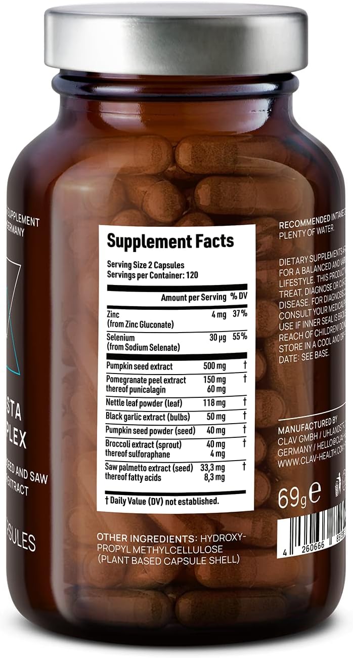 Urinary Health Support Supplement for Men - Prostate Health Formula with Saw Palmetto, Pumpkin Seed, Black Garlic, Nettle Extract, Zinc & Selenium - 120 Capsules