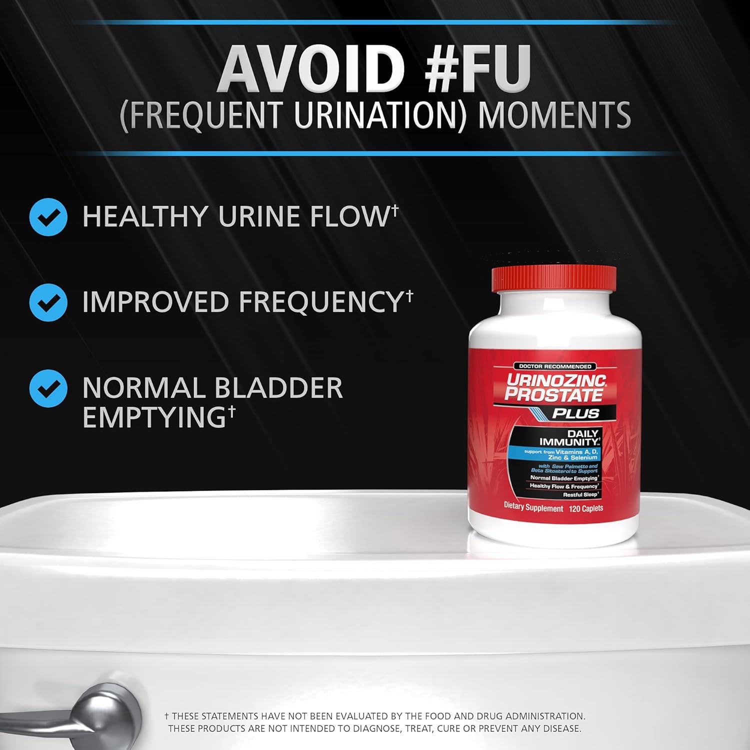 Urinozinc Prostate Plus Daily Immunity Supplement - 2 Month Supply - Saw Palmetto & Beta Sitosterol - Prostate & Immune Health Support - 120 Count