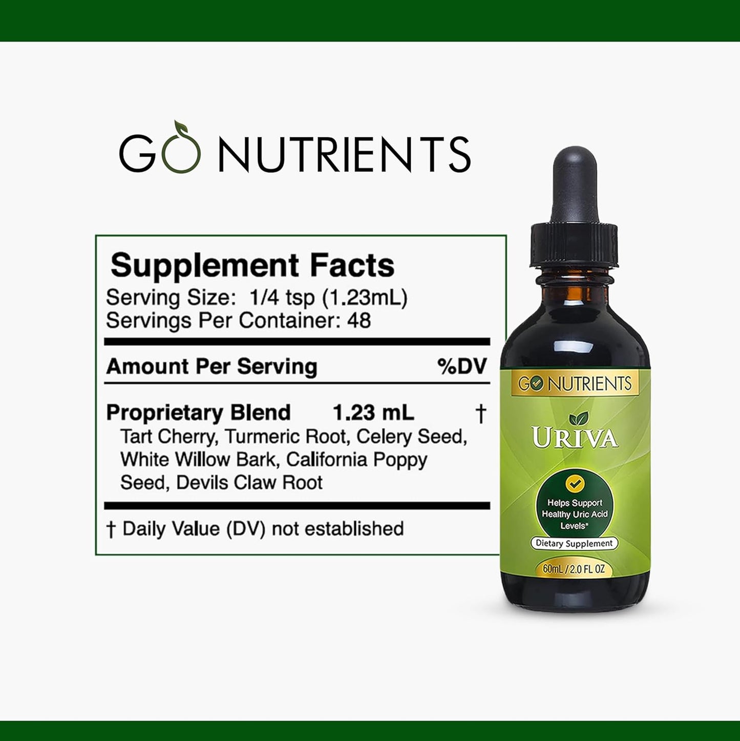 Uriva Advanced Uric Acid Flush Cleanse with Tart Cherry, Celery Seed, Turmeric - High Absorption Liquid Drops - Joints & Kidney Support - 2.0 oz.