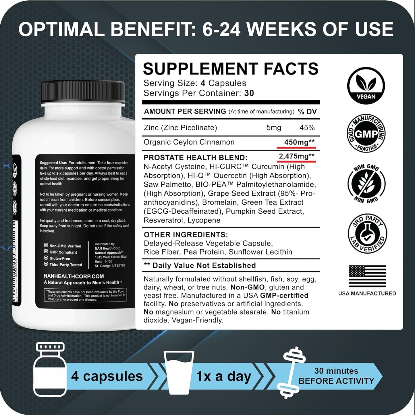 UROPROSTIS Prostate Support Complex - High Potency Men's Health Formula - Saw Palmetto & 13 Ingredient Blend - Vegan & Gluten-Free - 120 Capsules