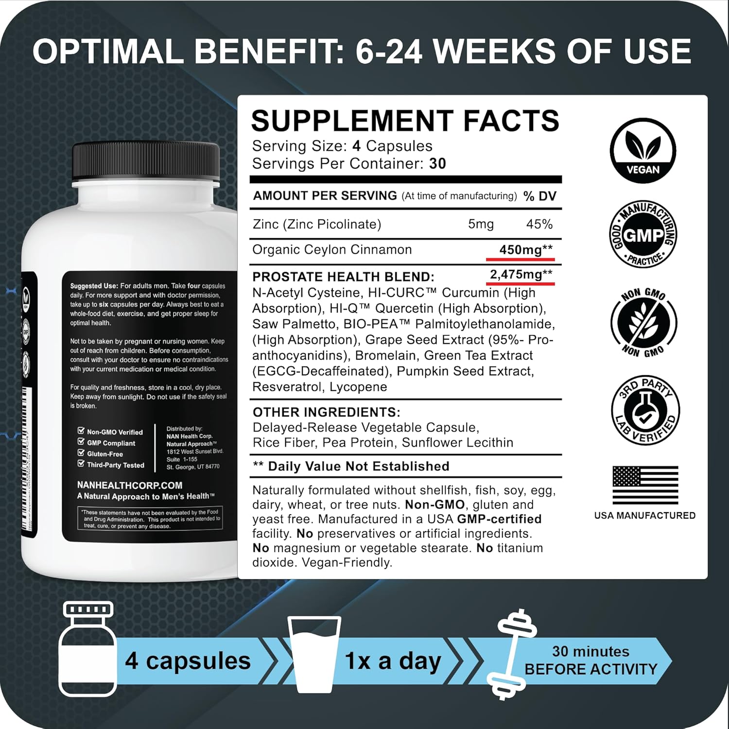 UROPROSTIS Prostate Support Complex - High Potency Men's Health Formula - Saw Palmetto & 13 Ingredient Blend - Vegan & Gluten-Free - 120 Capsules