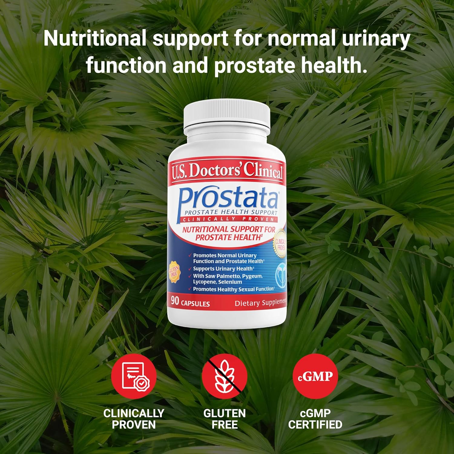 U.S. Doctors' Clinical Prostata Supplement for Men - Supports Urinary Health with Saw Palmetto & Vitamins - 60 Capsules