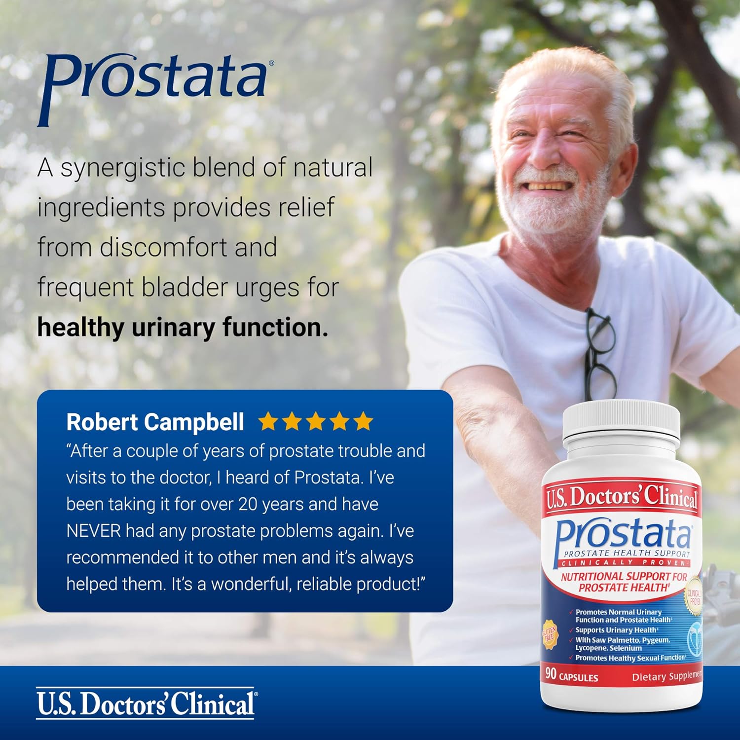U.S. Doctors' Clinical Prostata Supplement for Men - Supports Urinary Health with Saw Palmetto & Vitamins - 60 Capsules