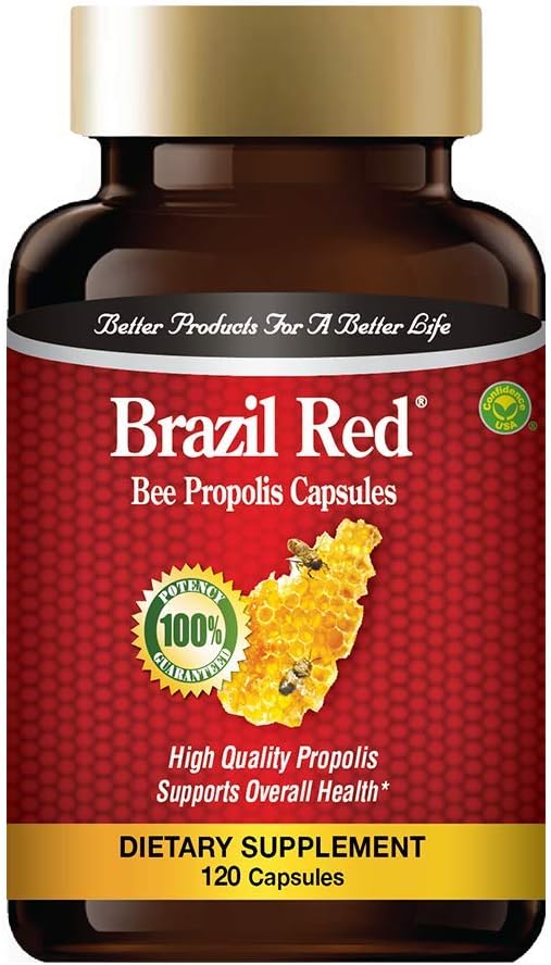 USA Brazil Red Bee Propolis Capsules - High Concentrate (120 Count) - Boost Confidence and Immune Health