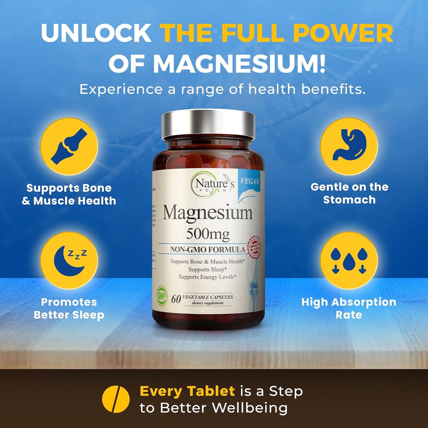 USA Made 500mg Magnesium Citrate & Oxide Capsules for Sleep Support | Vegan Magnesium Supplement for Women & Men by Nature's Potent