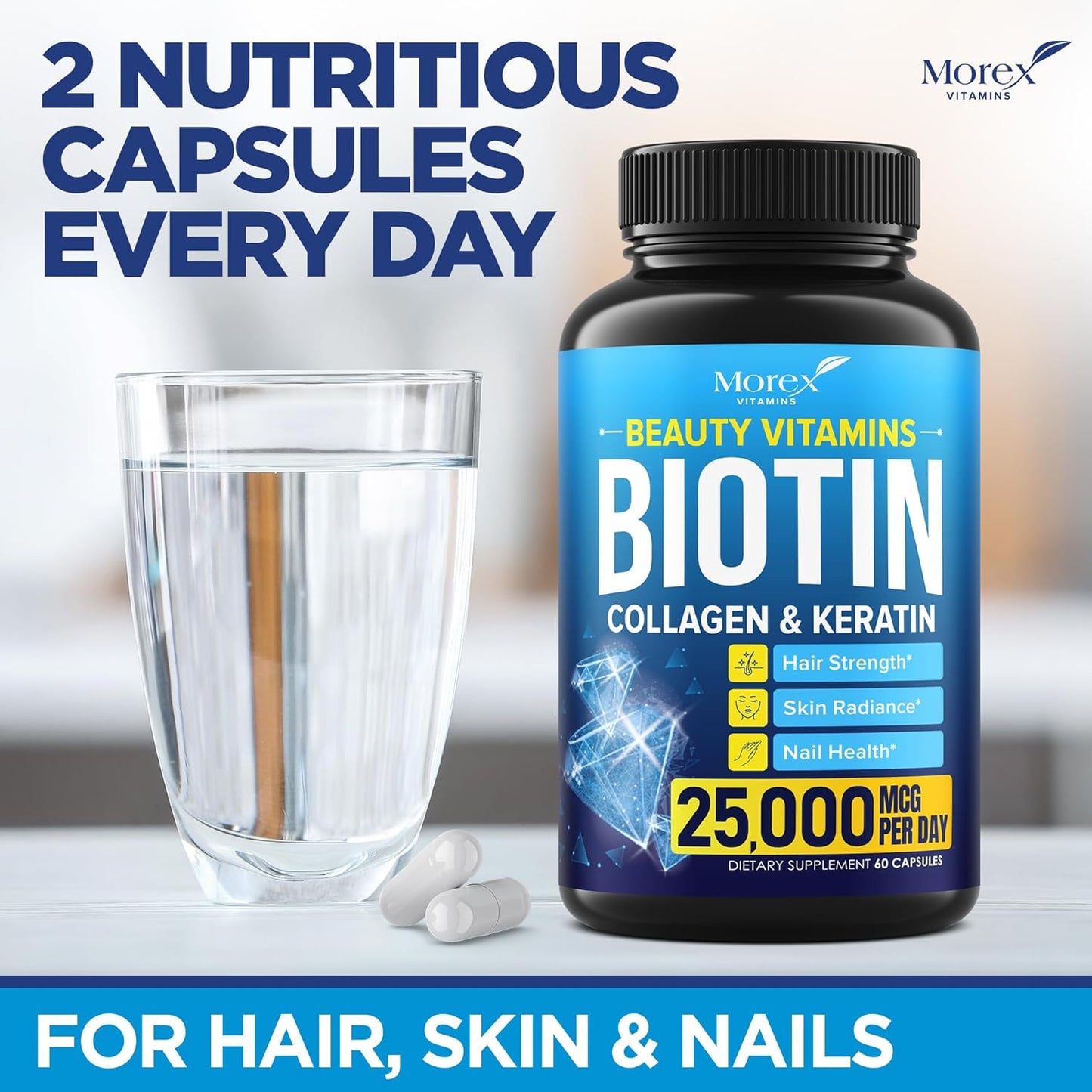 USA-Made Biotin Keratin & Collagen Capsules for Hair Growth - Natural Vitamins with Multi Peptides for Hair Loss, Skin & Nails