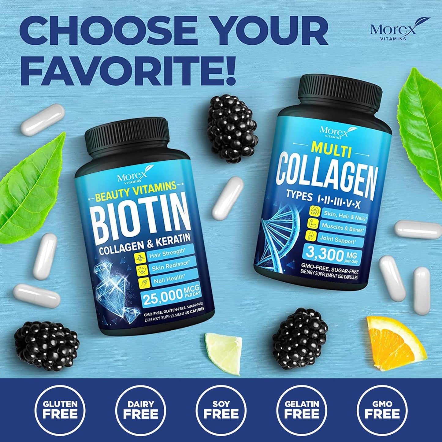 USA-Made Biotin Keratin & Collagen Capsules for Hair Growth - Natural Vitamins with Multi Peptides for Hair Loss, Skin & Nails