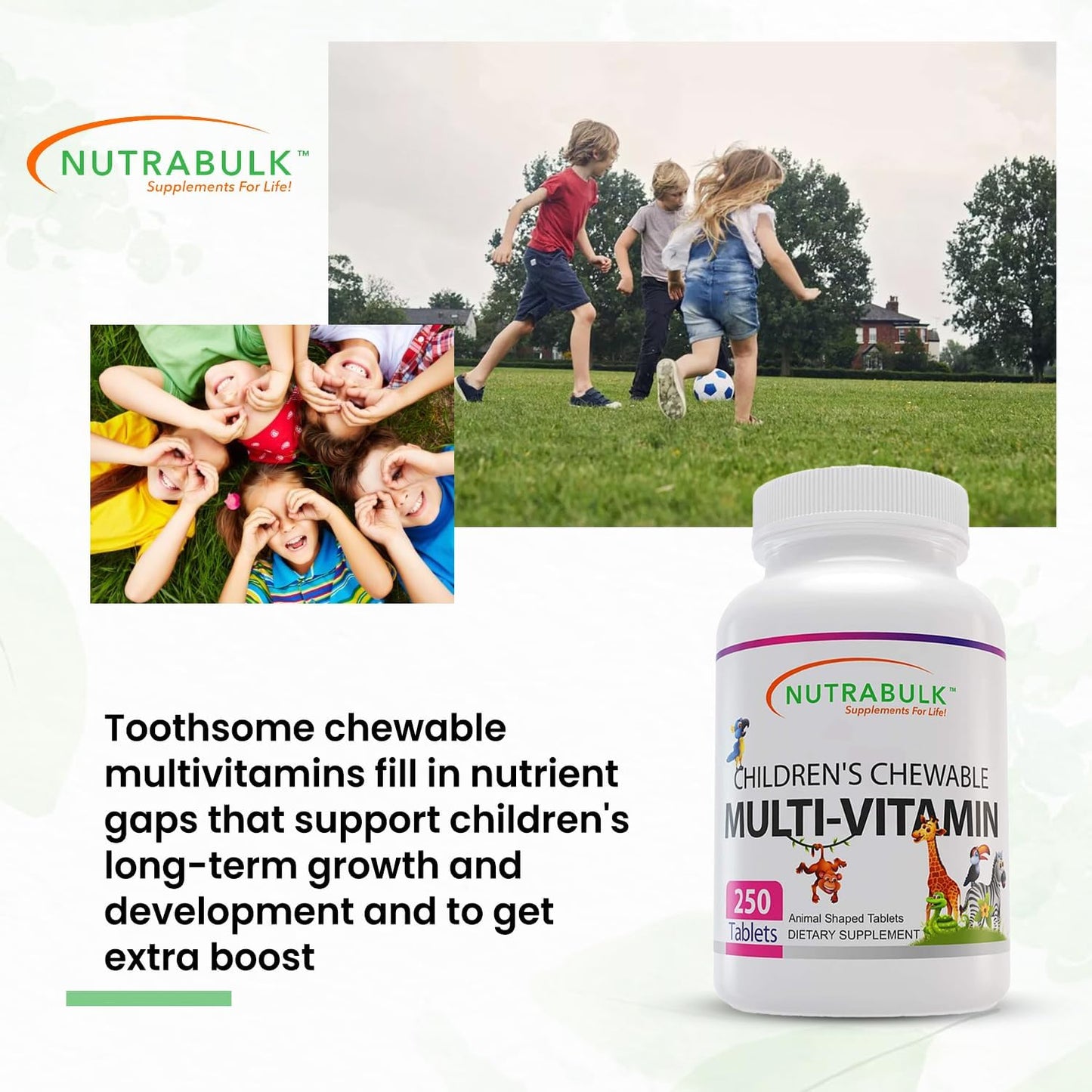 USA-Made Children’s Chewable Multi-Vitamins for Immune, Bone, Brain & Overall Well Being - Vegan & Gluten Free - 250 Cherry Tablets