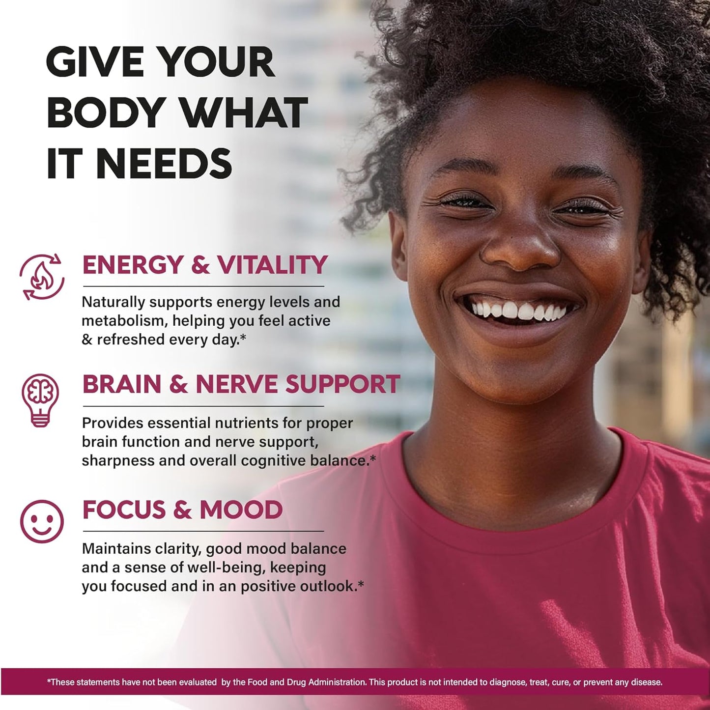 USA-Made Energy & Brain Support Vitamin B Complex for Men & Women - 60 Vegan Capsules with B1, B2, B3, B5, B6, B7, B8, B9, B12, Vitamin C, Choline & Inositol - Heart Health Supplement