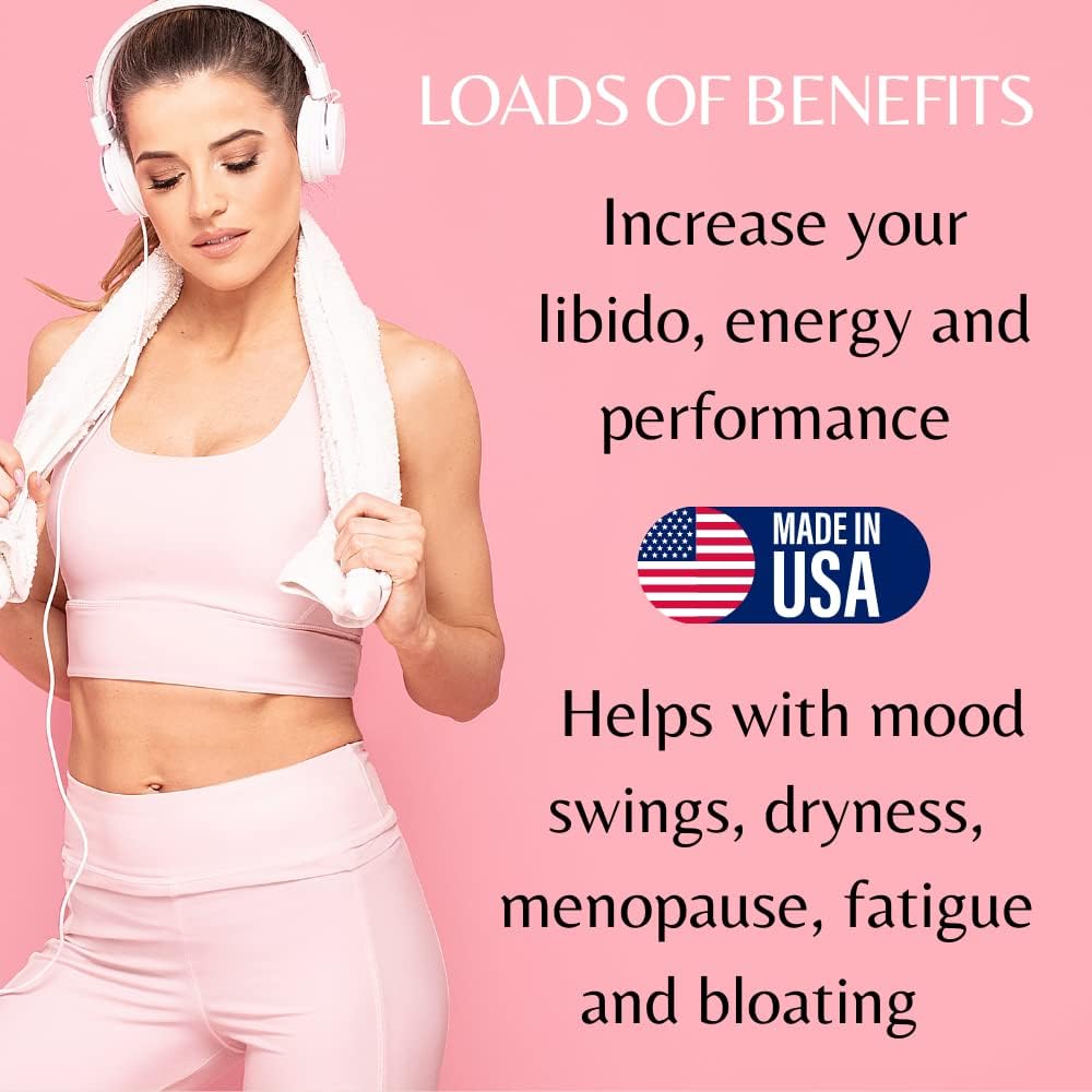 USA-Made Female Libido Booster Pills with Horny Goat Weed - Boost Energy, Mood, Desire - 60 Capsules - KUR Live Simply Esposa