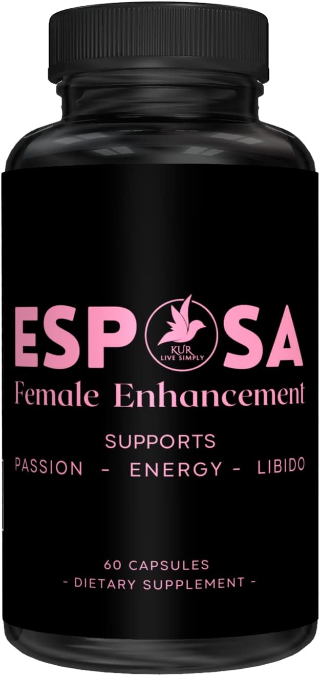 USA-Made Female Libido Booster Pills with Horny Goat Weed - Boost Energy, Mood, Desire - 60 Capsules - KUR Live Simply Esposa