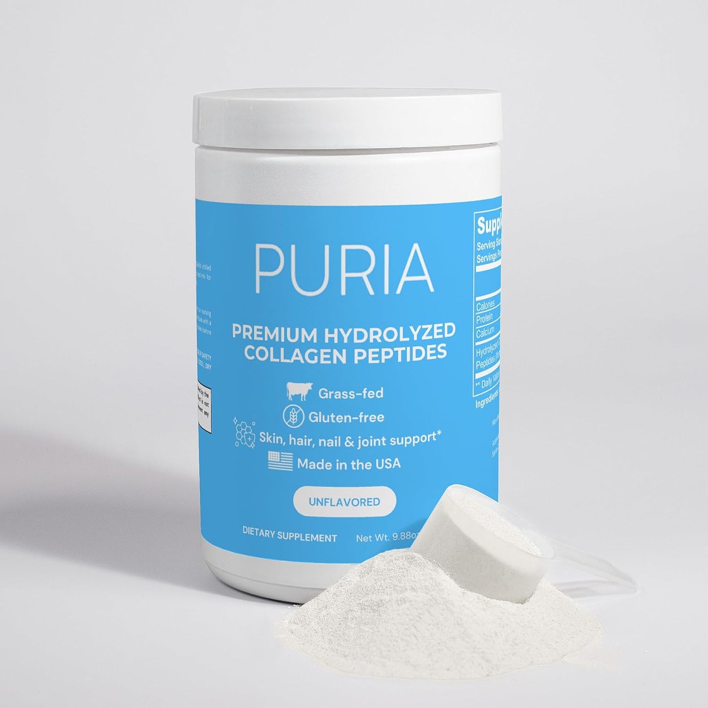 USA-Made Gluten-Free Premium Grass-Fed Hydrolyzed Collagen Peptides Powder for Skin, Hair, Nails, Joint Support