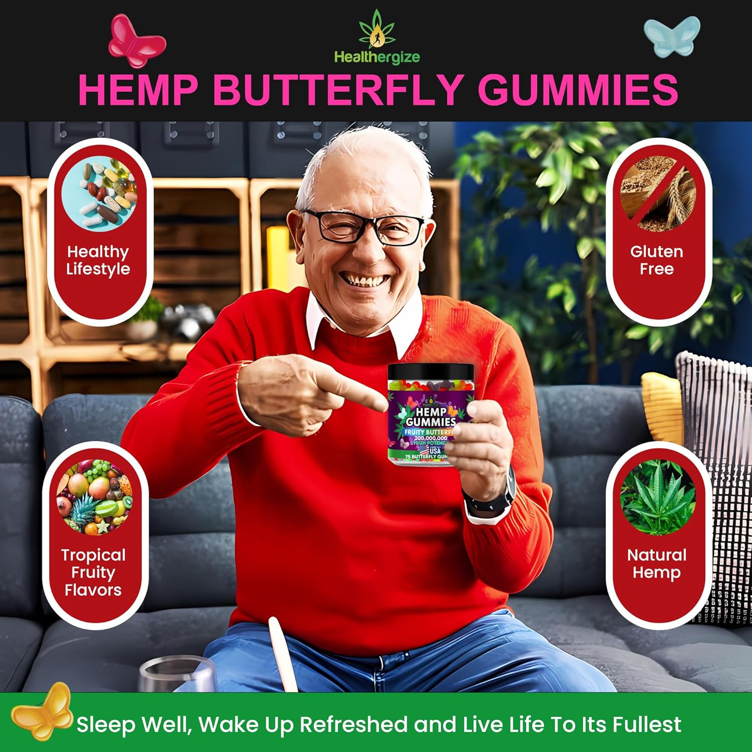 USA-Made Healthergize High Potencymetabolism boosterGummies with Omega 3 6 9 for Peaceful Relaxation and Bedtime Serenity