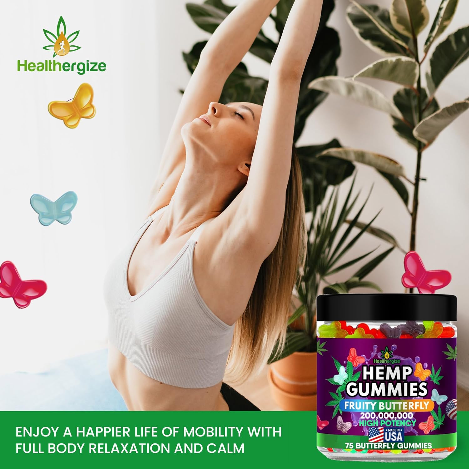 USA-Made Healthergize High Potencymetabolism boosterGummies with Omega 3 6 9 for Peaceful Relaxation and Bedtime Serenity