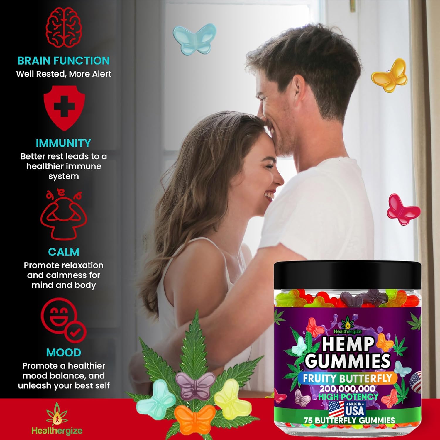 USA-Made Healthergize High Potencymetabolism boosterGummies with Omega 3 6 9 for Peaceful Relaxation and Bedtime Serenity