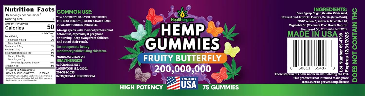 USA-Made Healthergize High Potencymetabolism boosterGummies with Omega 3 6 9 for Peaceful Relaxation and Bedtime Serenity