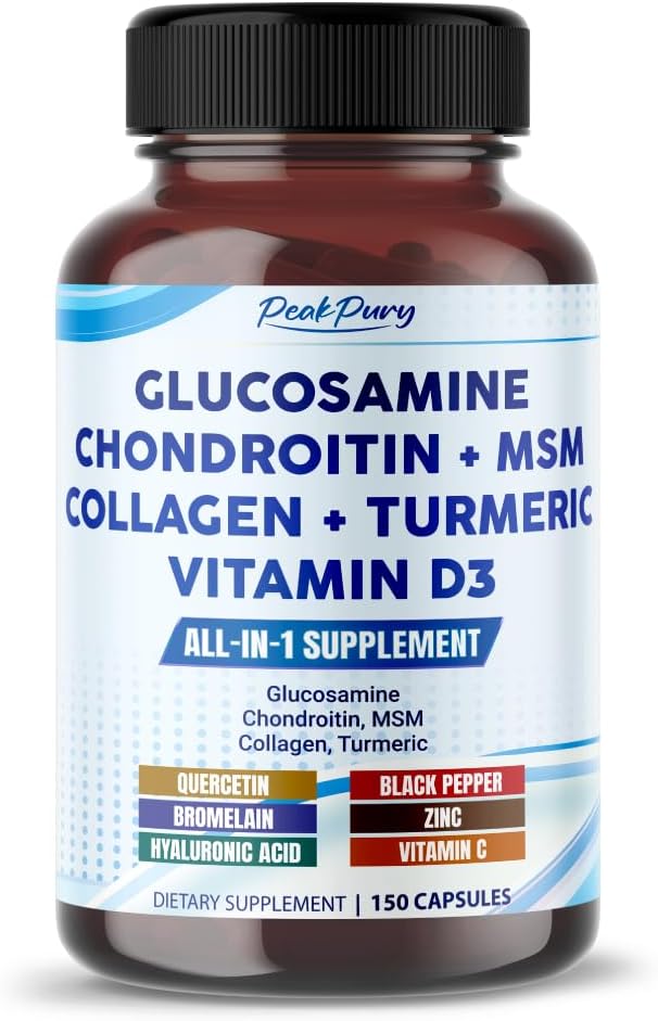 USA-Made Joint Health Support with Glucosamine, Chondroitin, MSM, Collagen & Turmeric by PEAKPURY