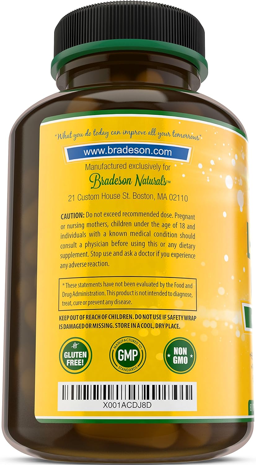 USA-Made L-Arginine Nitric Oxide Booster with L-Citrulline - 1340mg Heart & Muscle Gain Supplement for Endurance - 60 Capsules by Bradeson Naturals
