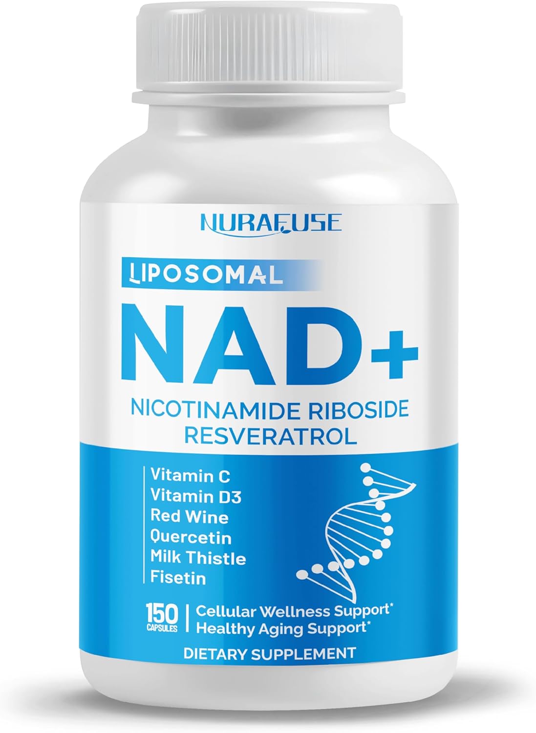 USA Made Liposomal NAD+ Trans-Resveratrol with Red Wine Milk Thistle Quercetin Fisetin - Support Healthy Aging - High-Quality Formulation