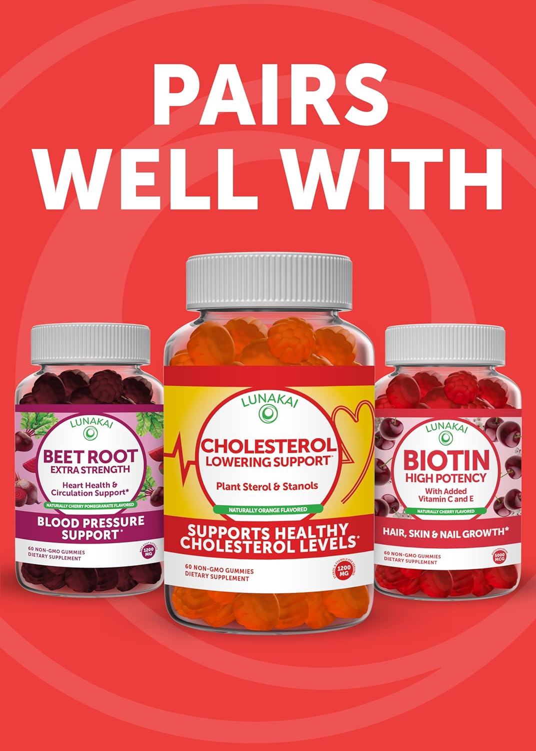 USA Made Lunakai Vegan Vitamin B12 Gummies - Extra Strength 3000mcg Methylcobalamin for Daily Energy & Metabolism Support - 60ct