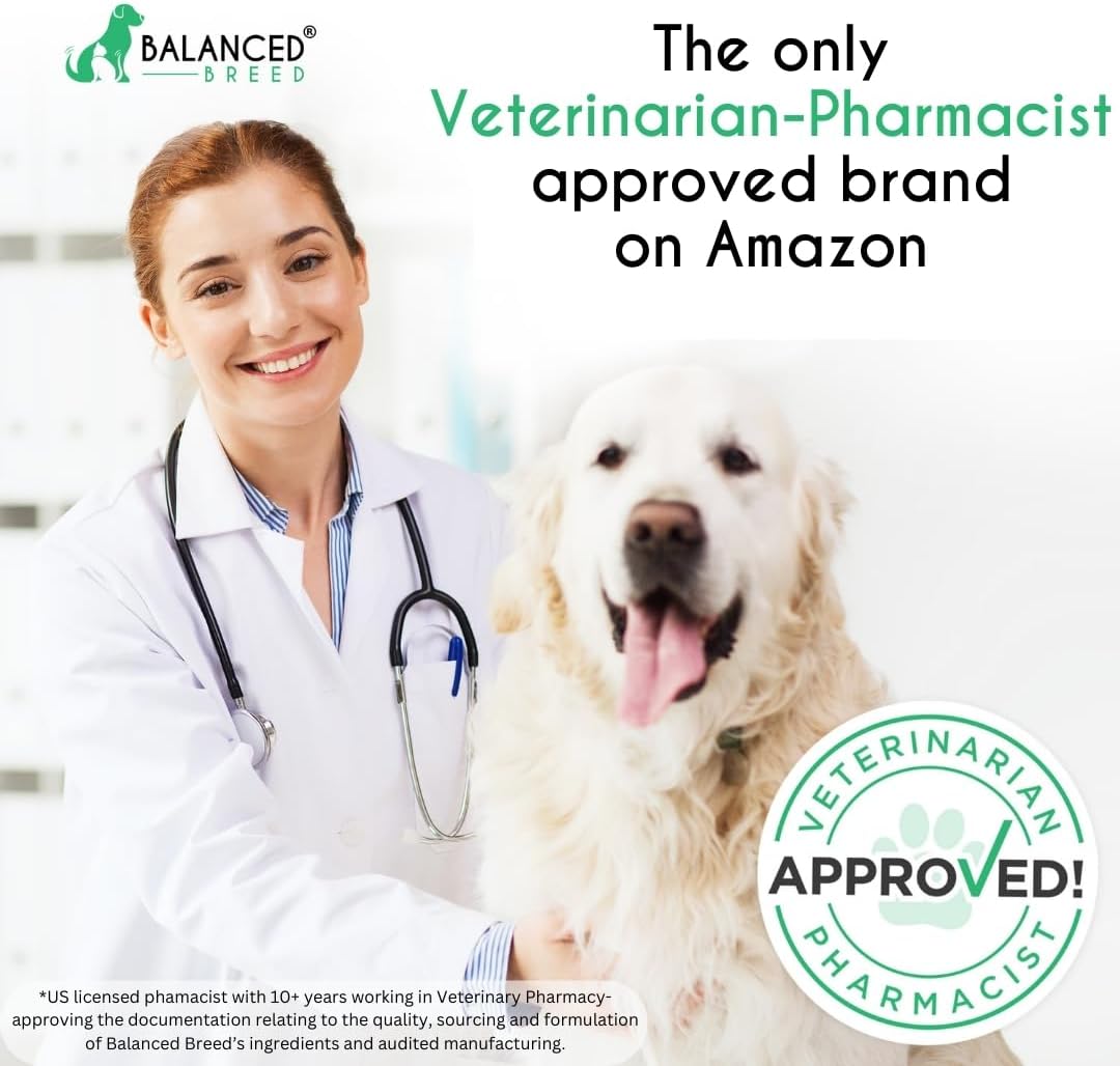 USA-Made Non-GMO Dog Vitamins: Multivitamin, Probiotics, Glucosamine, Salmon Oil, Immune Support for Senior & Adult Dogs