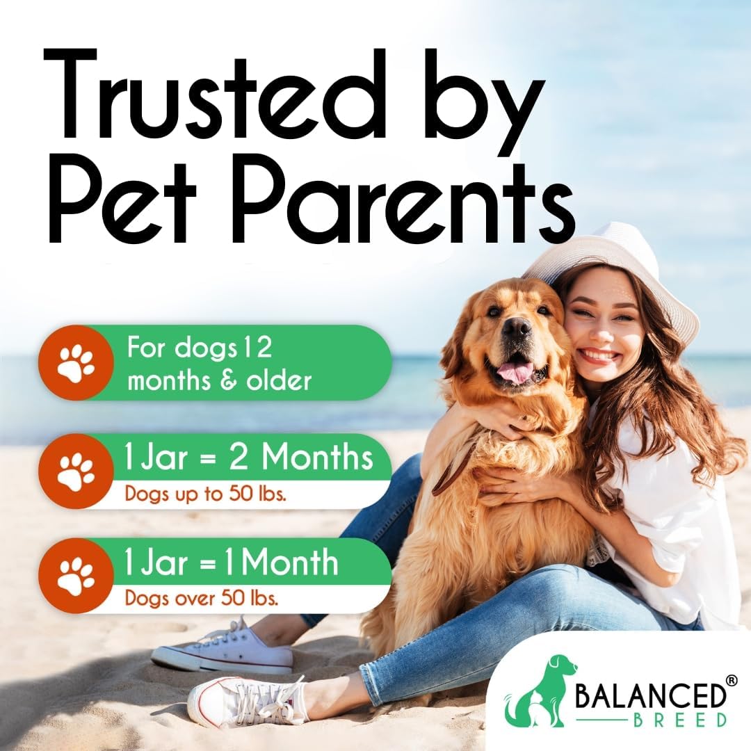 USA-Made Non-GMO Dog Vitamins: Multivitamin, Probiotics, Glucosamine, Salmon Oil, Immune Support for Senior & Adult Dogs