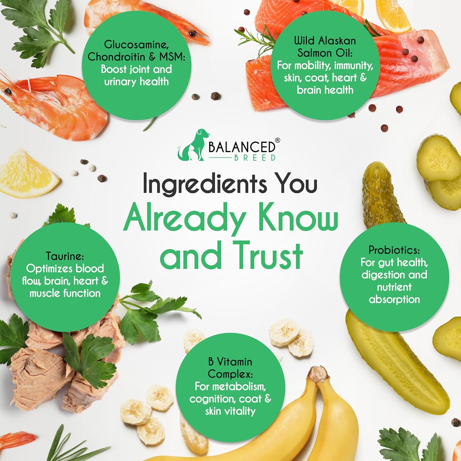 USA-Made Non-GMO Dog Vitamins: Multivitamin, Probiotics, Glucosamine, Salmon Oil, Immune Support for Senior & Adult Dogs