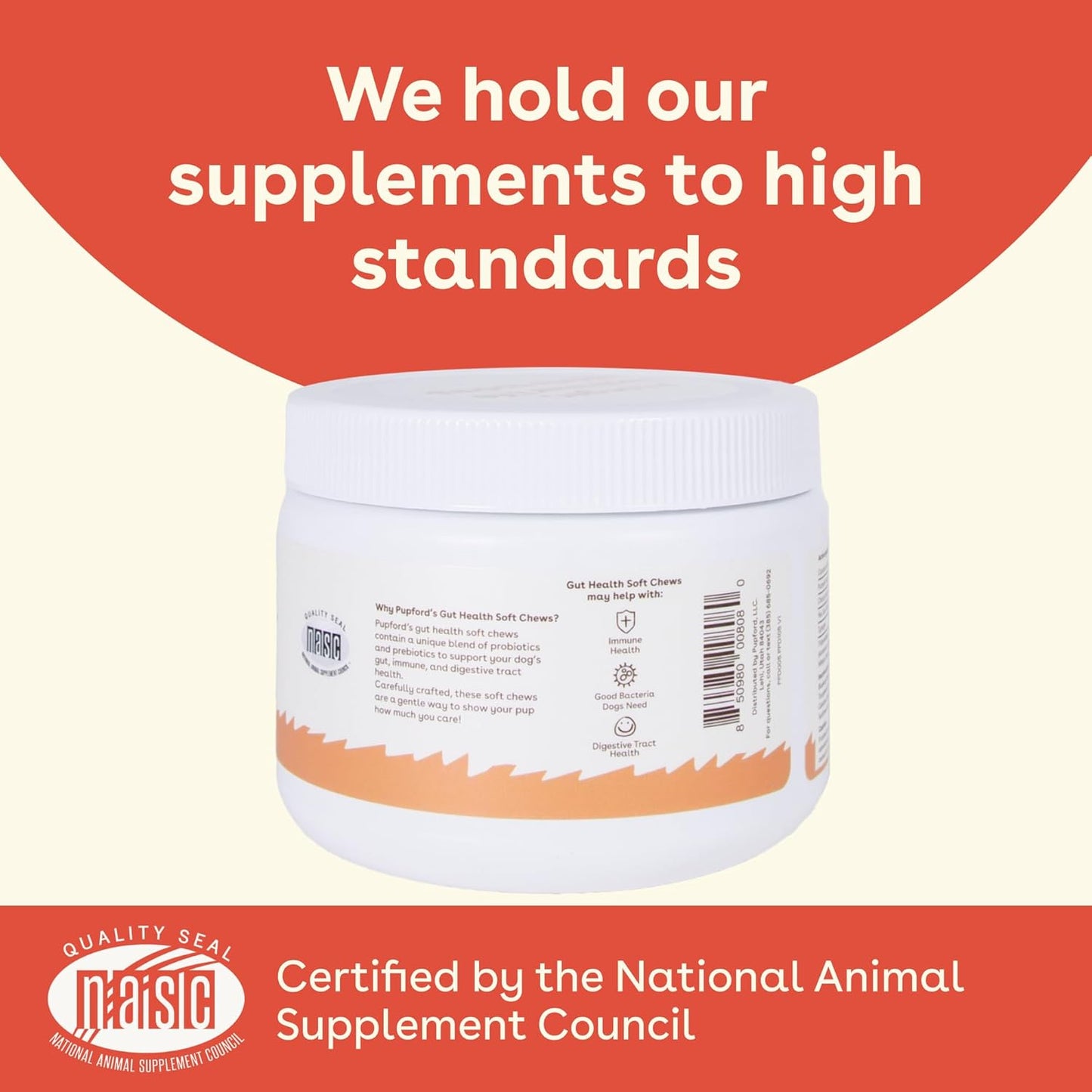 USA Made Pupford Immunity & Gut Health Supplement for Puppies & Dogs, Vet Approved, No Artificial Flavors - Peanut Butter & Jelly - 6.3 oz
