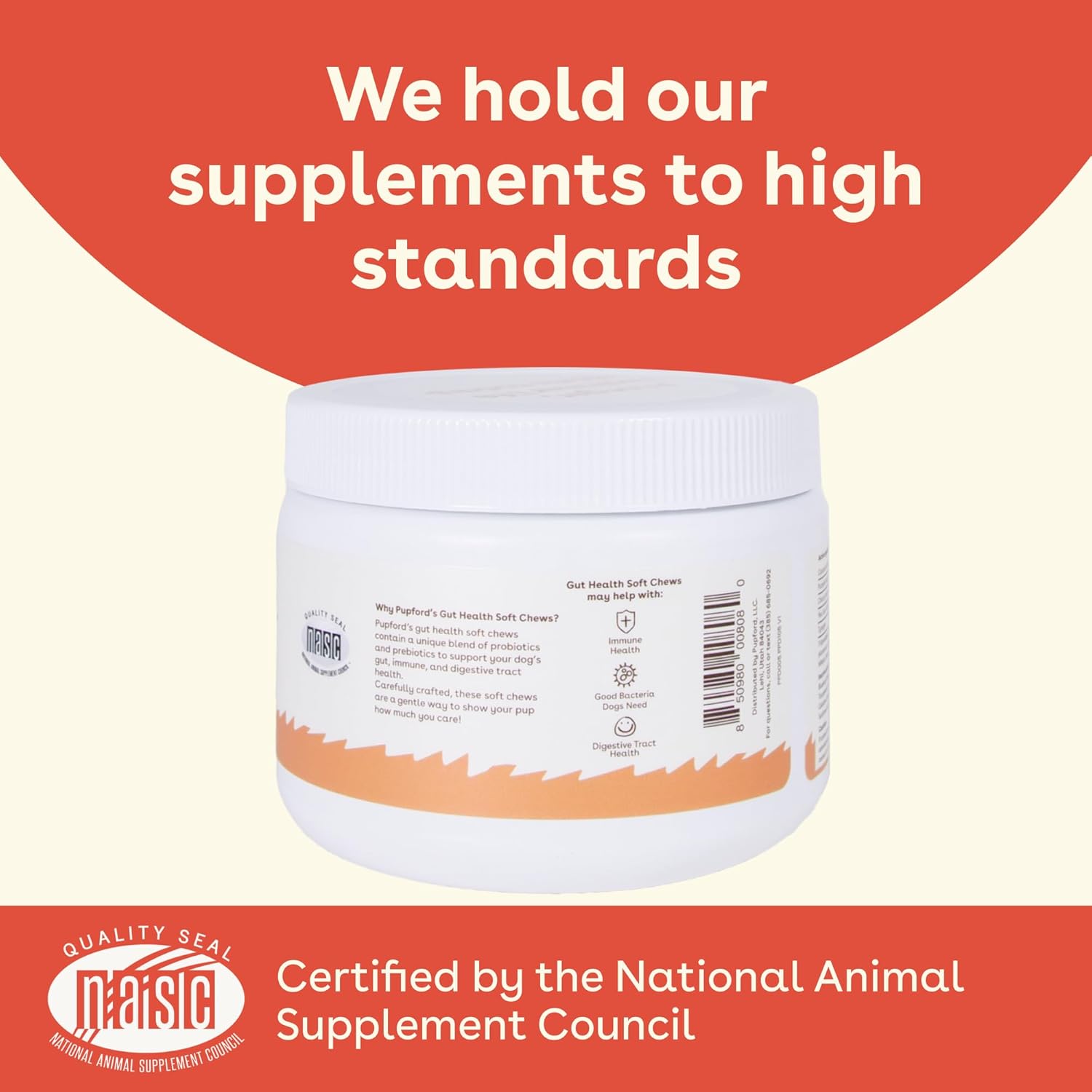 USA Made Pupford Immunity & Gut Health Supplement for Puppies & Dogs, Vet Approved, No Artificial Flavors - Peanut Butter & Jelly - 6.3 oz