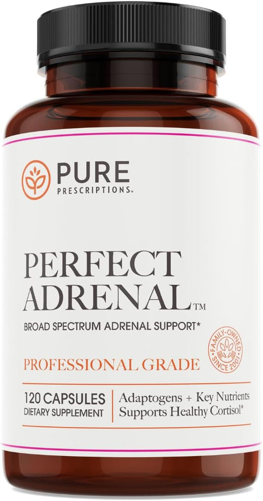 USA Made Pure Prescriptions Adrenal Support Supplement with Vitamin B6 - 120 Count for Stamina, Fatigue Relief, Adrenal & Immune Support