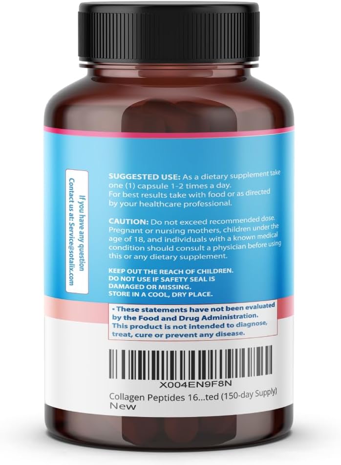USA Made Sotalix Collagen Peptides Supplement with Biotin, Keratin, Vitamin C, Omega 3 for Skin, Joints, Nails - 16,780mg - 150-day Supply