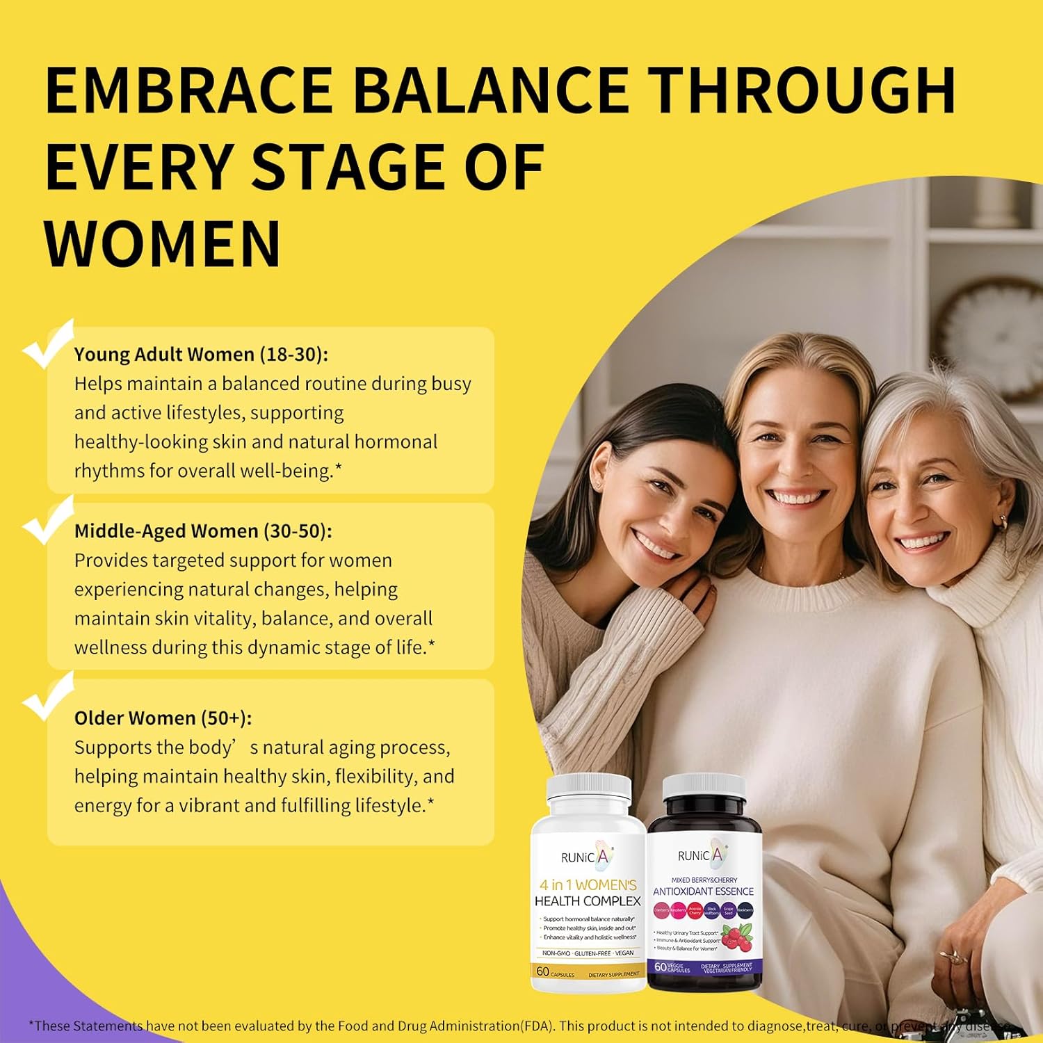 USA-Made Vegan Women's Health Complex with Antioxidants for Hormonal Balance and Immune Support