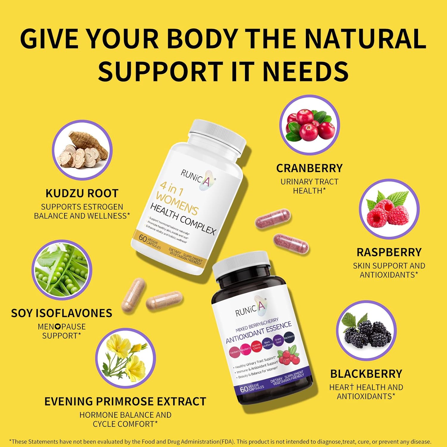 USA-Made Vegan Women's Health Complex with Antioxidants for Hormonal Balance and Immune Support