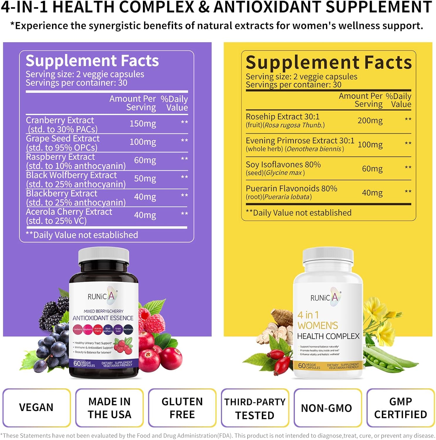 USA-Made Vegan Women's Health Complex with Antioxidants for Hormonal Balance and Immune Support