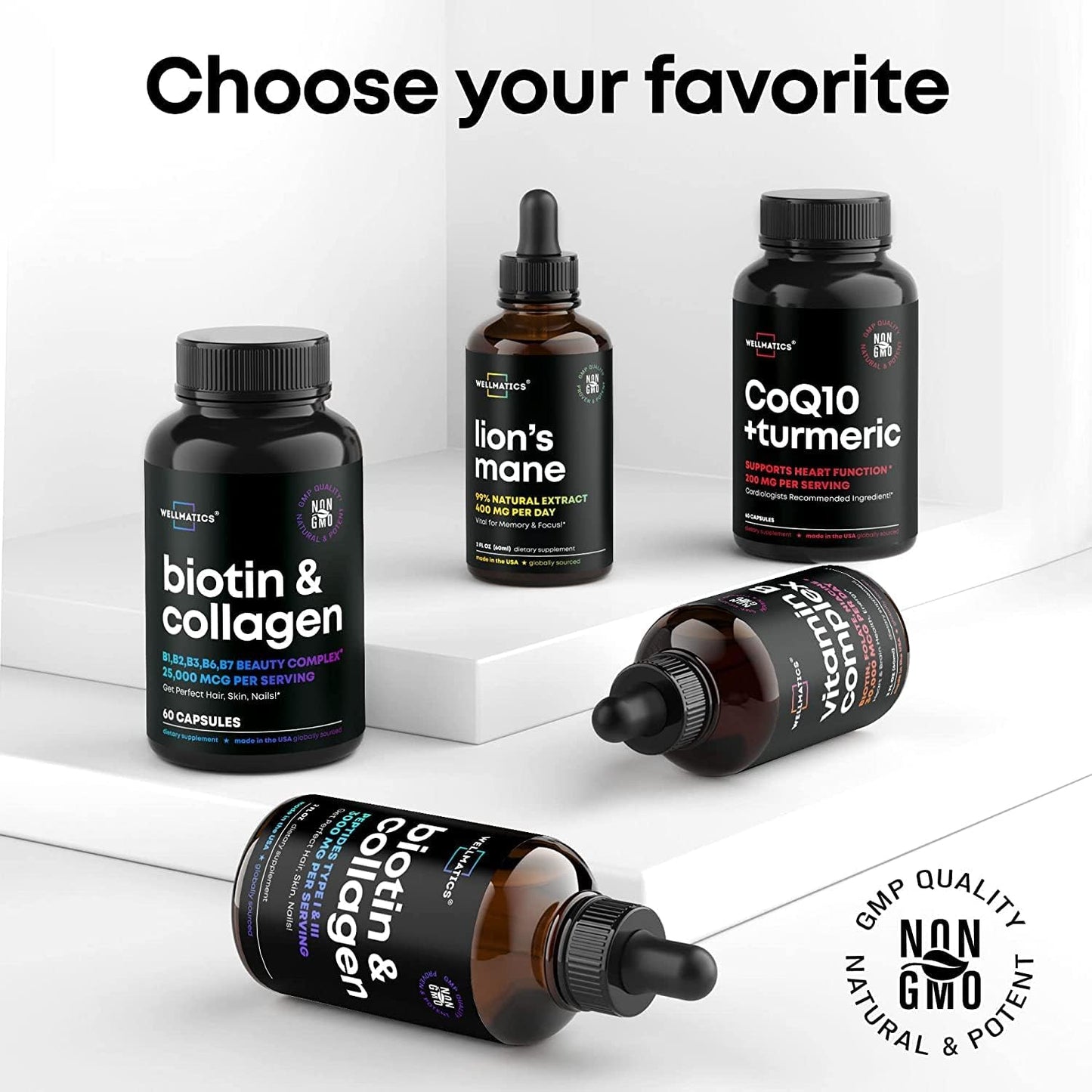 USA-Made Wellmatics Glucosamine Chondroitin MSM Capsules for Joint Support - FSA/HSA Eligible - 120 Capsules for Back, Knees, Hands