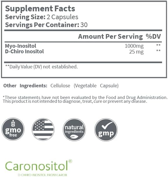 USA Medical Vitamin B8 (Inositol) Capsules - Supports Heart Health, Cholesterol, and Nervous System - 60 Count