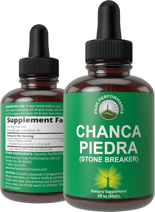 USA Tested Peak Performance Chanca Piedra Stone Breaker Liquid Drops - Advanced Kidney Stones Dissolver & Gallbladder Cleanse Support Supplement. Herbal Tincture, Sugar Free & Gluten Free.