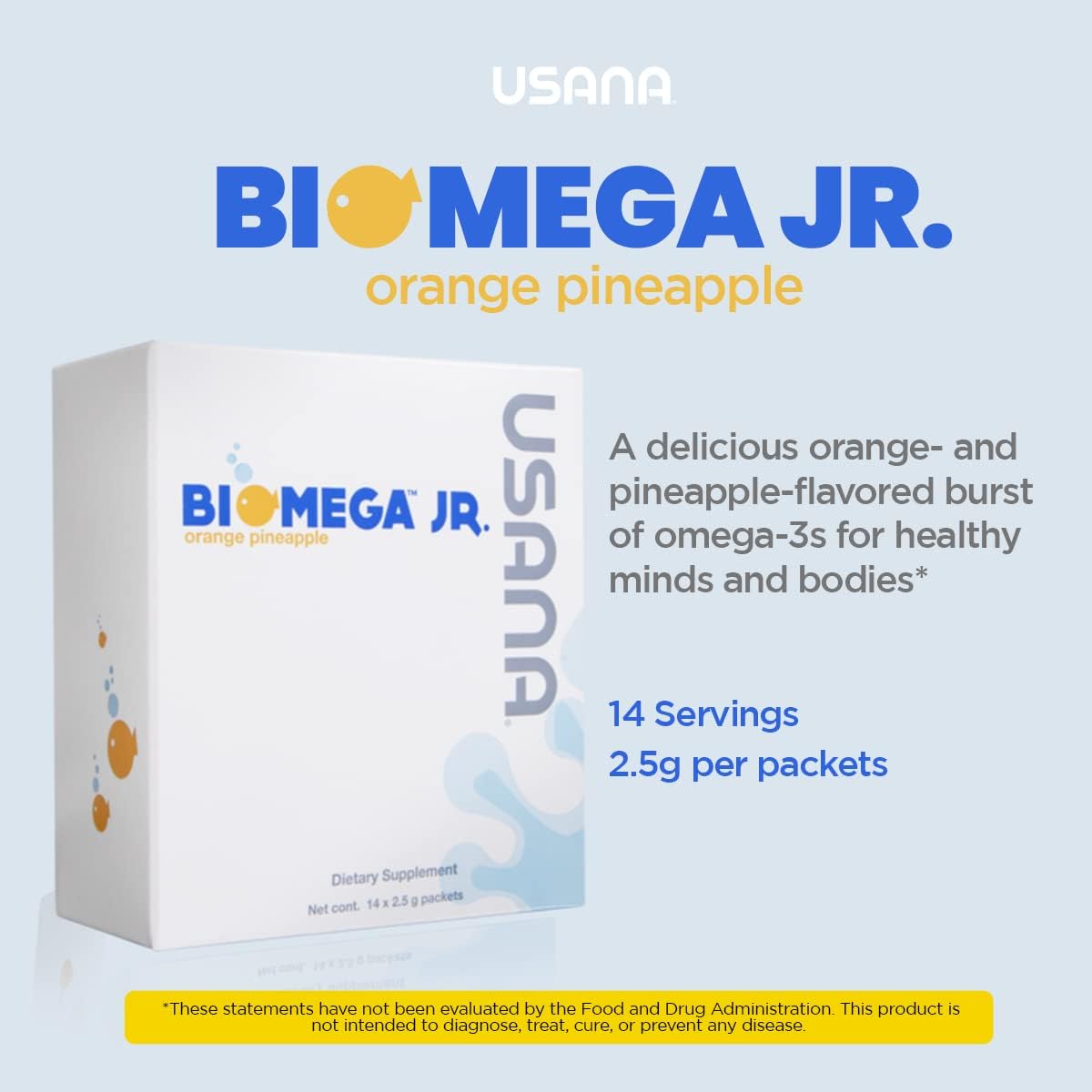 USANA BiOmega Jr. Omega 3 Fish Oil Supplement for Kids 4+ - 14 Packets