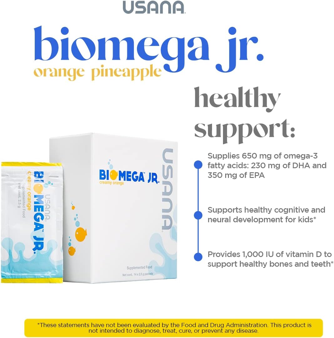 USANA BiOmega Jr. Omega 3 Fish Oil Supplement for Kids 4+ - 14 Packets