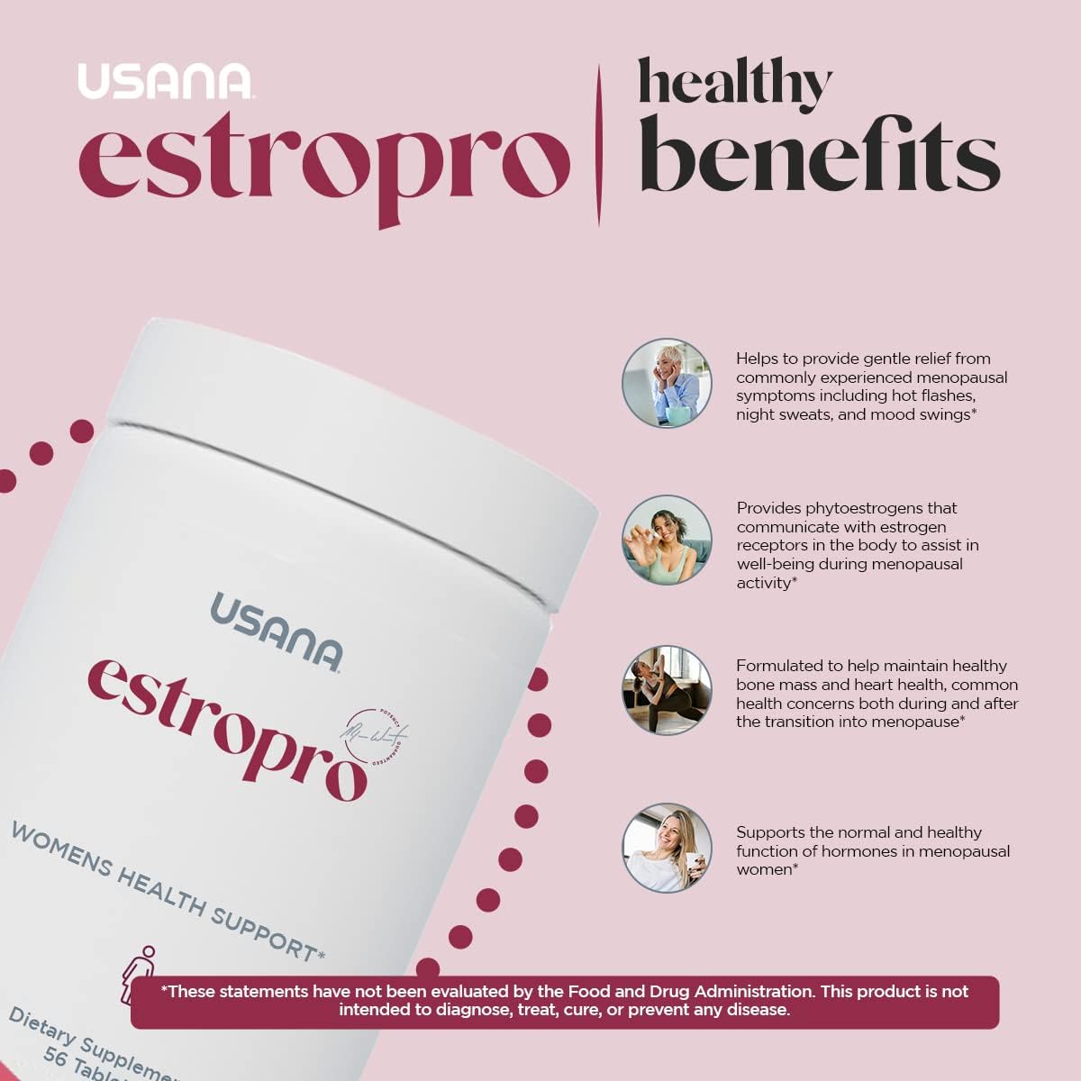 USANA EstroPro Tablets with Phytoestrogens for Menopause Symptom Relief - 28 Day Supply