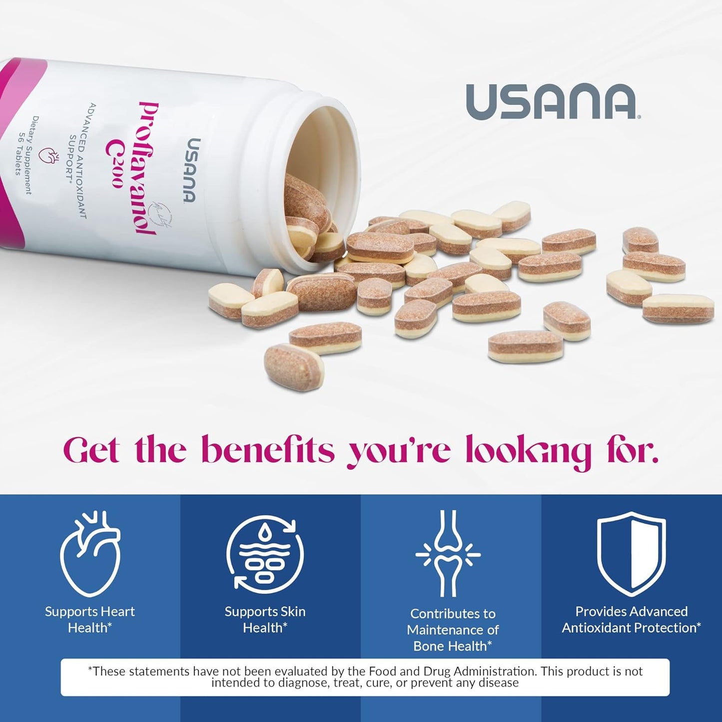 USANA Proflavanol C200: Heart Health Antioxidant with Bioflavanoids & Vitamin C - 56 Tablets - 28 Day Supply