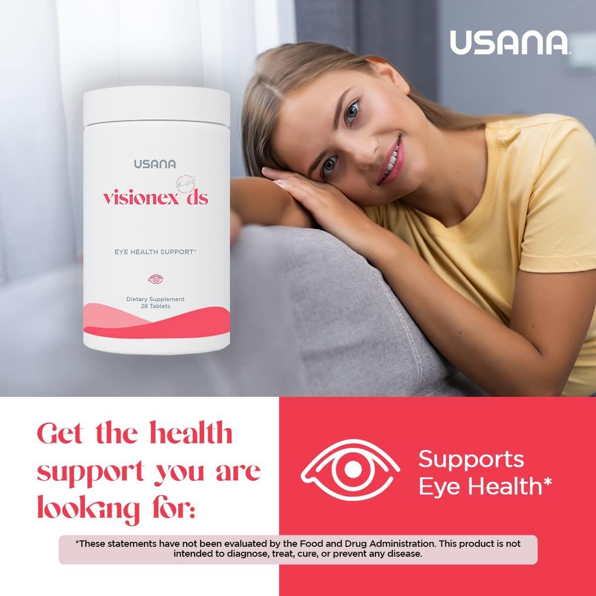 USANA Visionex DS Tablets with Lutein Zeaxanthin for Eye Health - 28 Day Supply