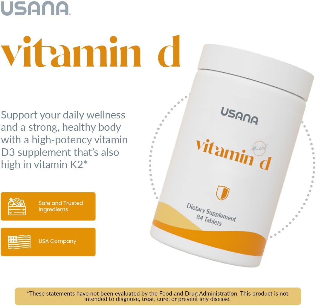 USANA Vitamin D Maximum-Strength Supplement - 2,000 IU Immune Support - 84 Tablets