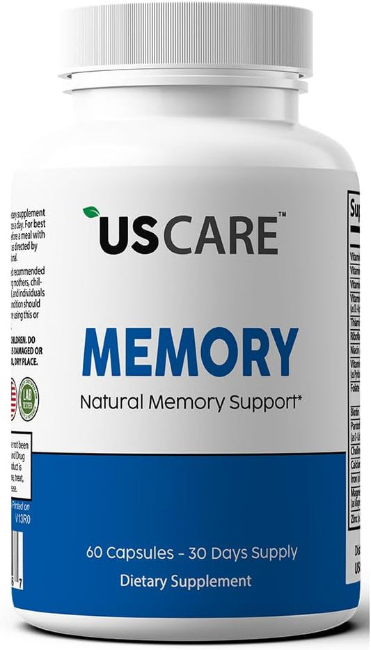 USCare Memory: Natural Memory Support with 40 Unique Nootropic Ingredients incl. Phosphatidylserine & Bacopa Monnieri