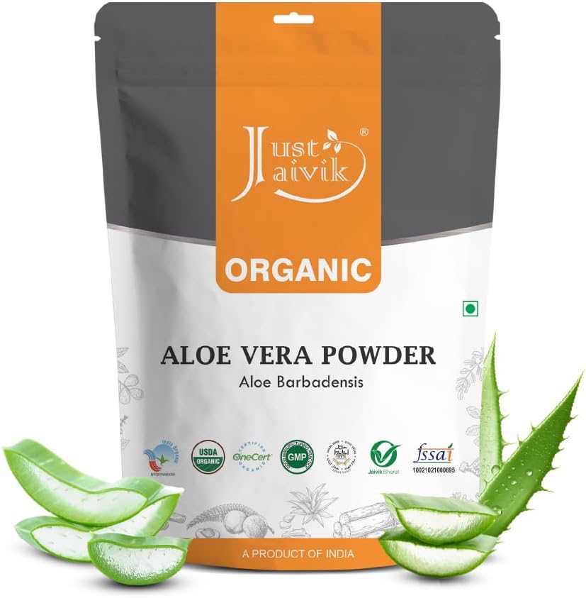 USDA Certified 100% Organic Aloe Vera Powder - 227g / 0.5 LB by Just Jaivik