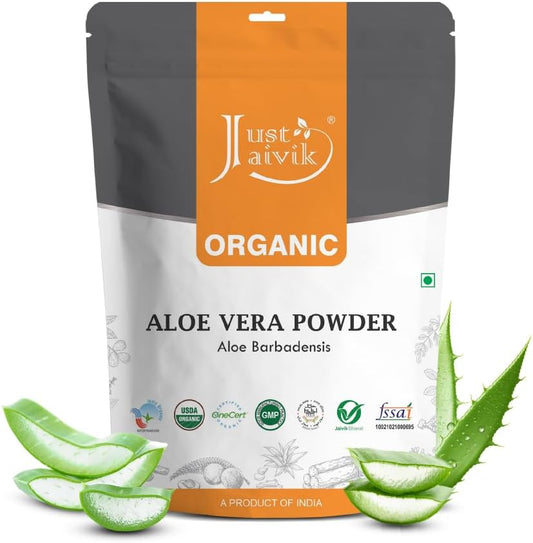 USDA Certified 100% Organic Aloe Vera Powder - 227g / 0.5 LB by Just Jaivik