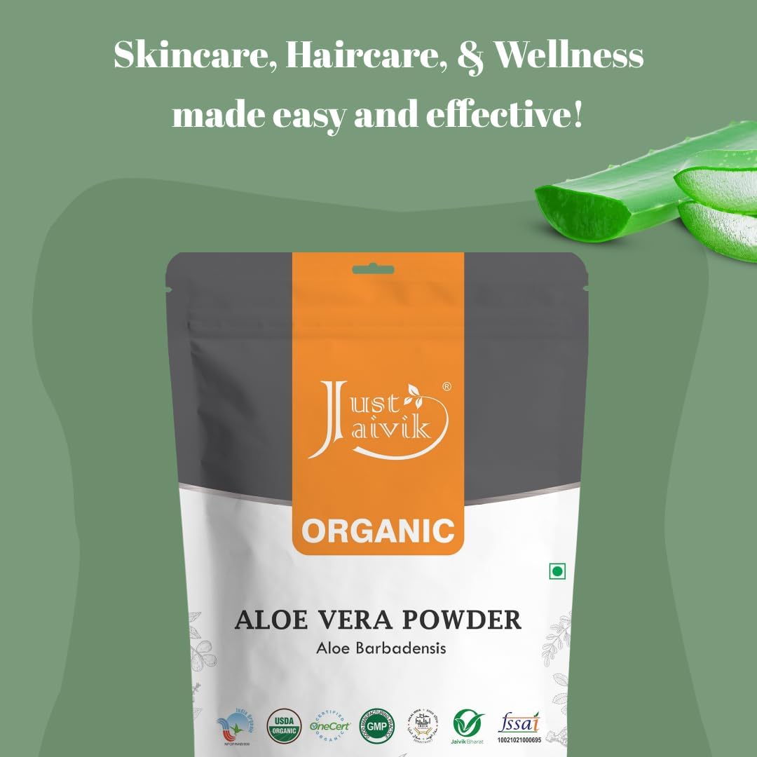 USDA Certified 100% Organic Aloe Vera Powder - 227g / 0.5 LB by Just Jaivik