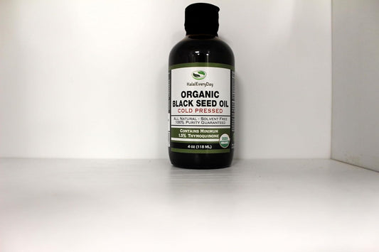USDA Certified HalalEveryDay Organic Black Seed Oil - Cold Pressed in Glass Bottle with Over 1.5% Purity