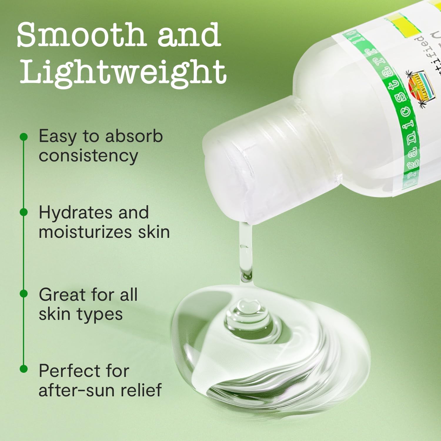 USDA Certified Organic Aloe Vera Gel 12 oz - Pure, Cold Pressed with Coconut, Lime & Verbena Essential Oils - Chemical-Free Skin & Hair Care from USA